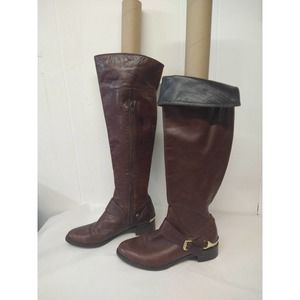 Brown's Couture WM 37.5 (Italy) Brown Leather Fold Over Knee Riding Boot